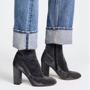 Sam Edelman Calexa Navy Gold Metalic Sparkly Chunky Heel Booties